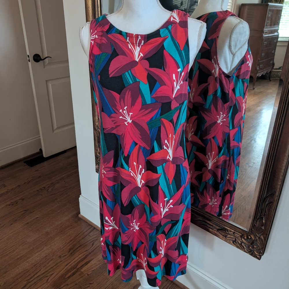 Tommy Bahama Red and Blue Floral Midi Dress